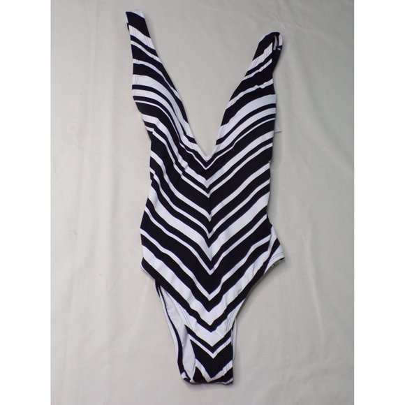 LA BLANCA Plunge Archistripe One Piece Swimsuit 8 NEW $149 - Picture 4 of 7